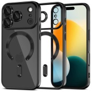 Твърд кейс с MagSafe и протектор за камерата на iPhone 17 Pro от Tech-Protect MagFlex - Shiny Black