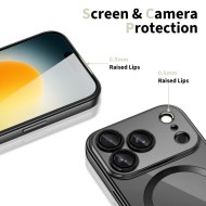 Твърд кейс с MagSafe и протектор за камерата на iPhone 17 Pro от Tech-Protect MagFlex - Shiny Black