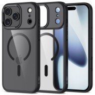 Твърд кейс с MagSafe пръстен за iPhone 17 Pro Max от Tech-Protect MagMat - Black / Clear