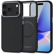 Карбонов кейс за iPhone 17 Pro Max от Tech-Protect Ion Carbon - Black/Silver