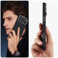 Карбонов кейс за iPhone 17 Pro Max от Tech-Protect Ion Carbon - Black/Silver