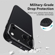 Карбонов кейс за iPhone 17 Pro Max от Tech-Protect Ion Carbon - Black/Silver