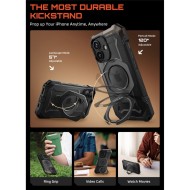 Удароустойчив кейс с MagSafe и стойка за iPhone 17  от Supcase UB Grip Mag - Black