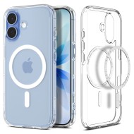 Удароустойчив кейс с MagSafe пръстен за iPhone 17 от Spigen Ultra Hybrid Mag - Clear / White