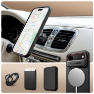 Удароустойчив кейс с MagSafe и капак на камерата за iPhone Air от Tech Protect Kevlar Aura - Черен