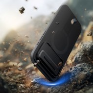 Удароустойчив кейс с MagSafe и капак на камерата за iPhone Air от Tech Protect Kevlar Aura - Черен