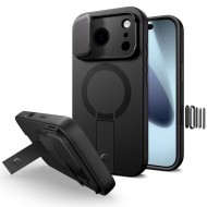 Удароустойчив кейс с MagSafe и капак на камерата за  iPhone 17 Pro Max от Tech Protect Kevlar Aura - Черен