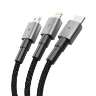TECH-PROTECT ULTRABOOST DNA 3IN1 LIGHTNING & TYPE-C & MICRO-USB CABLE 3A 120CM IRON GREY