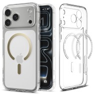Удароустойчив кейс с MagSafe пръстен за iPhone 17 Pro Max от Spigen Ultra Hybrid Mag - Clear / Gold