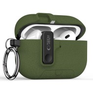 Твърд калъф с карабинер за слушалки Apple AirPods Pro 3 от Tech-Protect Slim Hook - Olive Green