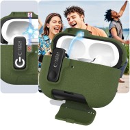 Твърд калъф с карабинер за слушалки Apple AirPods Pro 3 от Tech-Protect Slim Hook - Olive Green