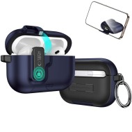 Твърд калъф с карабинер за слушалки Apple AirPods Pro 3 от Tech-Protect Slim Hook - Navy Blue