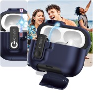 Твърд калъф с карабинер за слушалки Apple AirPods Pro 3 от Tech-Protect Slim Hook - Navy Blue