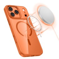 Твърд кейс с MagSafe пръстен за iPhone 17 Pro от Tech-Protect MagMat - Cosmic Orange / Clear