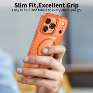 Твърд кейс с MagSafe пръстен за iPhone 17 Pro от Tech-Protect MagMat - Cosmic Orange / Clear
