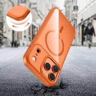 Твърд кейс с MagSafe пръстен за iPhone 17 Pro от Tech-Protect MagMat - Cosmic Orange / Clear