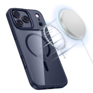 Твърд кейс с MagSafe пръстен за iPhone 17 Pro от Tech-Protect MagMat - Deep Blue / Clear