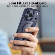 Твърд кейс с MagSafe пръстен за iPhone 17 Pro от Tech-Protect MagMat - Deep Blue / Clear