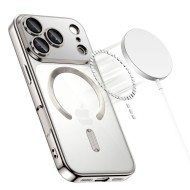 Твърд кейс с MagSafe и протектор за камерата на iPhone 17 Pro от Tech-Protect MagFlex - Shiny Silver