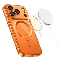 Твърд кейс с MagSafe и протектор за камерата на iPhone 17 Pro от Tech-Protect MagFlex - Shiny Cosmic Orange