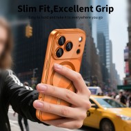 Твърд кейс с MagSafe и протектор за камерата на iPhone 17 Pro от Tech-Protect MagFlex - Shiny Cosmic Orange