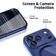 Твърд кейс с MagSafe и протектор за камерата на iPhone 17 Pro от Tech-Protect MagFlex - Shiny Deep Blue