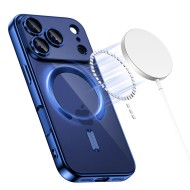 Твърд кейс с MagSafe и протектор за камерата на iPhone 17 Pro от Tech-Protect MagFlex - Shiny Deep Blue
