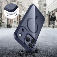 Твърд кейс с MagSafe пръстен за iPhone 17 Pro Max от Tech-Protect MagMat - Deep Blue / Clear