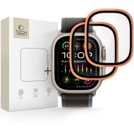 SZKŁO HARTOWANE TECH-PROTECT GLASS RING 2-PACK APPLE WATCH ULTRA 1 / 2 / 3 (49 MM) COSMIC ORANGE