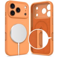 Твърд силиконов кейс с MagSafe за iPhone 17 Pro от Tech-Protect Silicone - Cosmic Orange