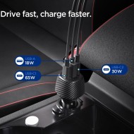 SPIGEN ESSENTIAL EV1133 3-PORT CAR CHARGER 113W BLACK