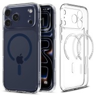 Удароустойчив кейс с MagSafe пръстен за iPhone 17 Pro Max от Spigen Ultra Hybrid Mag - Clear / Deep Blue