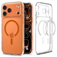 Удароустойчив кейс с MagSafe пръстен за iPhone 17 Pro Max от Spigen Ultra Hybrid Mag - Clear / Orange