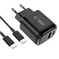 TECH-PROTECT NCA45W-GAN 2-PORT NETWORK CHARGER PD 45W / QC3.0 + TYPE-C CABLE BLACK