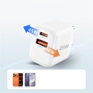 TECH-PROTECT NCA45W-GAN 2-PORT NETWORK CHARGER PD 45W / QC3.0 + LIGHTNING CABLE WHITE