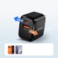 TECH-PROTECT NCA45W-GAN 2-PORT NETWORK CHARGER PD 45W / QC3.0 BLACK