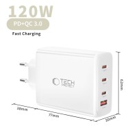 TECH-PROTECT NC120W-GAN 4-PORT NETWORK CHARGER PD 120W / QC3.0 WHITE
