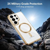 Твърд кейс с MagSafe и протектор за камерата на Samsung Galaxy S26 Ultra от Tech-Protect MagFlex - Shiny Gold