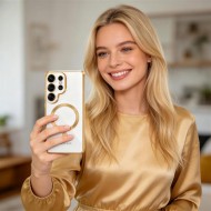 Твърд кейс с MagSafe и протектор за камерата на Samsung Galaxy S26 Ultra от Tech-Protect MagFlex - Shiny Gold