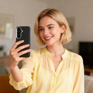 Карбонов кейс за Samsung Galaxy S26 от Tech-Protect Ion Carbon - Black/Silver