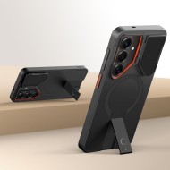 Удароустойчив кейс с MagSafe и капак на камерата за Samsung Galaxy S26 от Tech Protect Kevlar Aura - Черен / Оранжев
