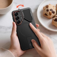 Удароустойчив кейс с MagSafe и капак на камерата за Samsung Galaxy S26 от Tech Protect Kevlar Aura - Черен / Оранжев