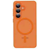 Твърд кейс с MagSafe пръстен за Samsung Galaxy S26 от Tech-Protect MagMat - Matte Orange
