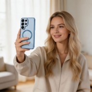 Твърд кейс с MagSafe и протектор за камерата на Samsung Galaxy S26 Ultra от Tech-Protect MagFlex - Sky Blue