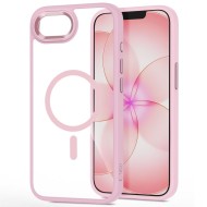 Твърд кейс с MagSafe пръстен за iPhone 16e / 17e от Tech-Protect MagMat - Soft Pink / Clear