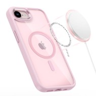 Твърд кейс с MagSafe пръстен за iPhone 16e / 17e от Tech-Protect MagMat - Soft Pink / Clear