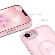 Твърд кейс с MagSafe пръстен за iPhone 16e / 17e от Tech-Protect MagMat - Soft Pink / Clear