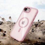 Твърд кейс с MagSafe пръстен за iPhone 16e / 17e от Tech-Protect MagMat - Soft Pink / Clear
