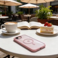 Твърд кейс с MagSafe пръстен за iPhone 16e / 17e от Tech-Protect MagMat - Soft Pink / Clear