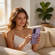 Твърд кейс с MagSafe и протектор за камерата на Samsung Galaxy A37 5G от Tech-Protect MagFlex - Cobalt Violet